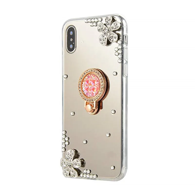 Зеркальный чехол для apple iphone X XR XS Max бампер с кольцом и стразами 11 Pro Φ 6 6s 7 8 Plus