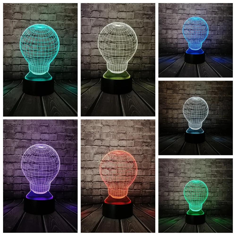 Креативный большой светильник в форме лампы 3D USB светодиодный RGB лампа Иллюзия
