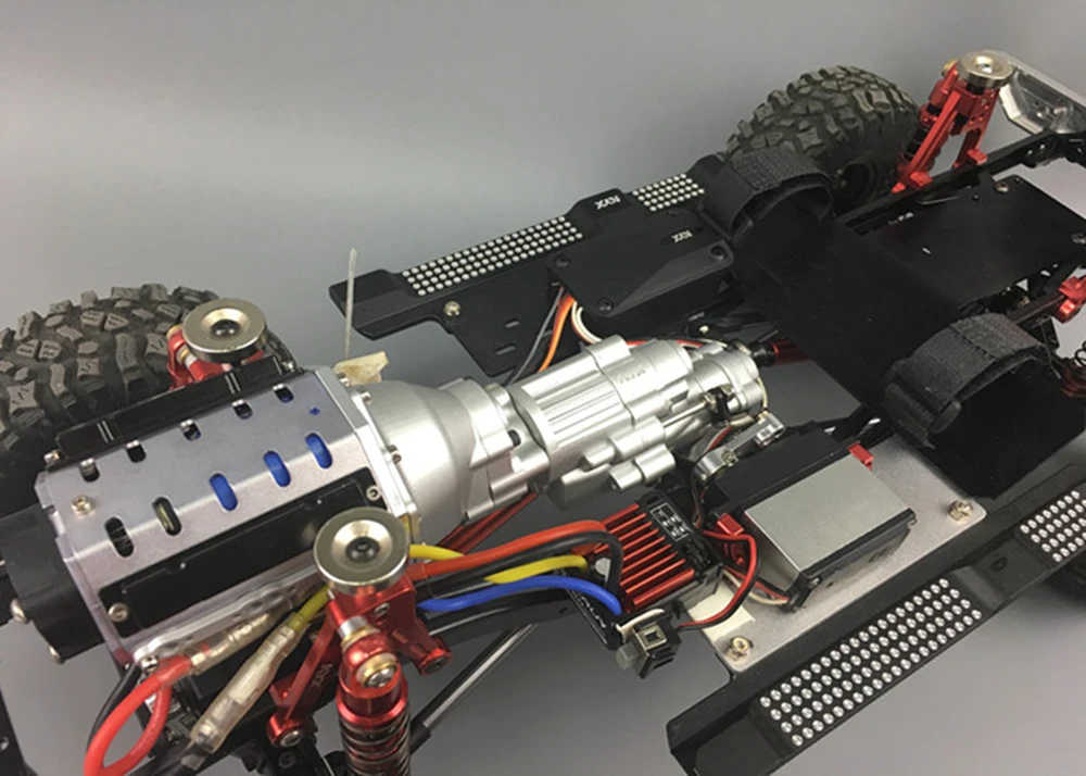 CNC обработанный металлический тяжелый DutyTwo 2 скорости V8 коробка передач в сборе для осевой SCX10 II jeep cherokee AX90046 1/10 rc carwler игрушки автомобиль
