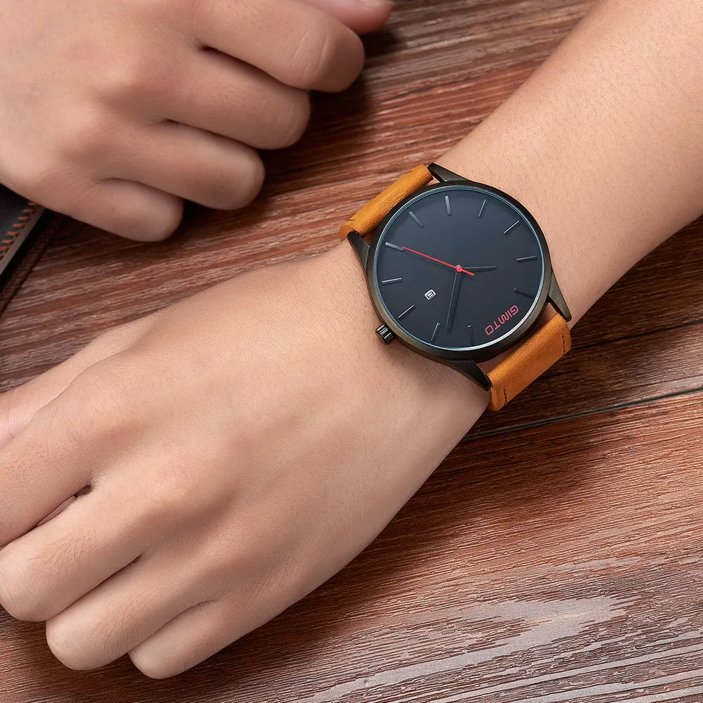 Gimto Для мужчин S Часы Лидирующий бренд роскошные часы простой Дизайн кварц-Watch Sport