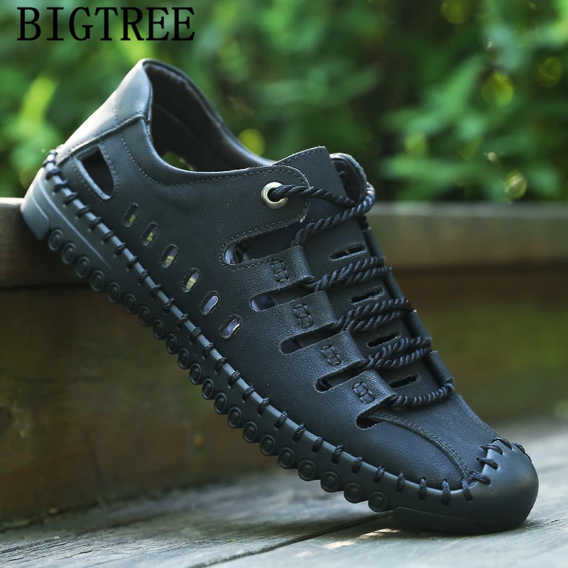 Sandals Man Casual Shoes Outdoor Designer Men Leather Genuine Beach Brand Fashion 2022 | Обувь