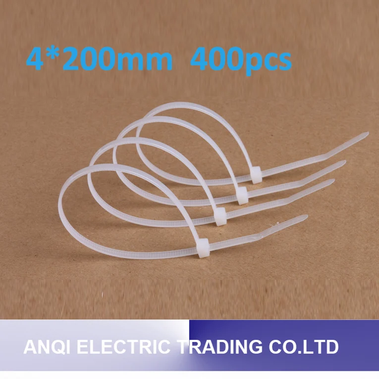 

4*200mm 400pcs/pack white self-locking nylon cable ties high quality