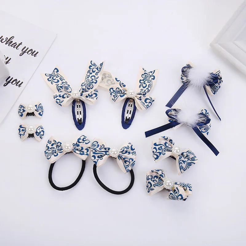 1set=10pcs Children's hair accessories girls' simple headband bow hairpin | Красота и здоровье