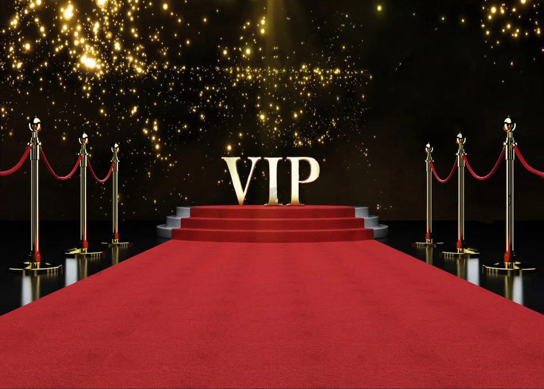 Пользовательские золотые Vip лестницы красный ковер сценический Фотофон