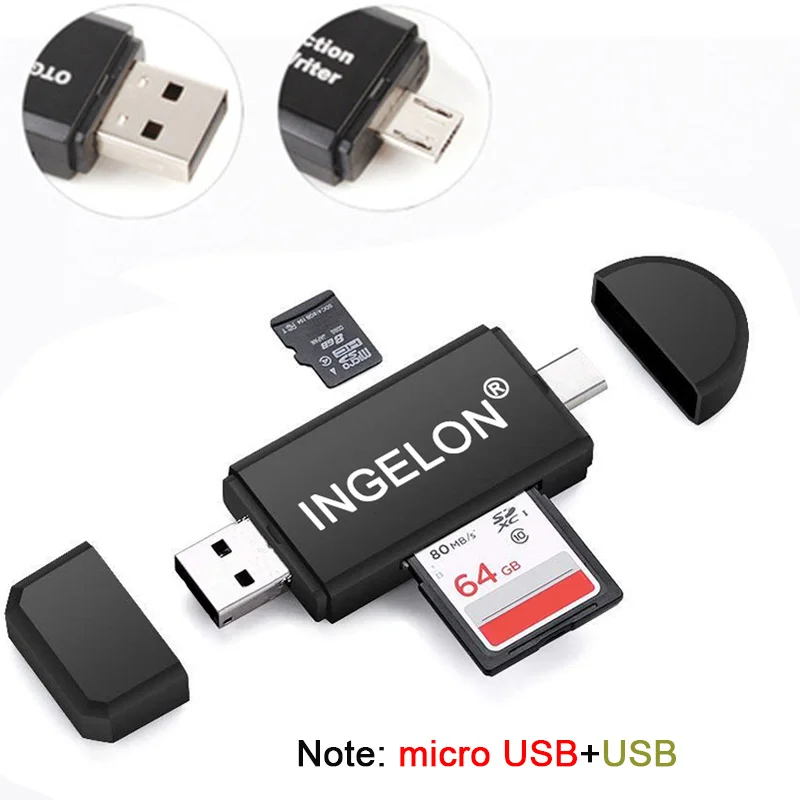 3 в 1 OTG кард-ридер type C& micro USB& USB 2,0 универсальный OTG TF/SD адаптер для micro sd Android Компьютерный адаптер заголовки