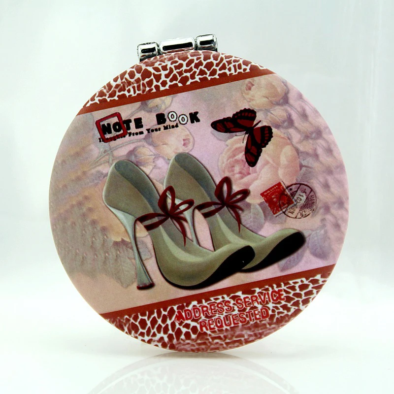 Портативное двухстороннее карманное зеркало для макияжа рамка из нержавеющей