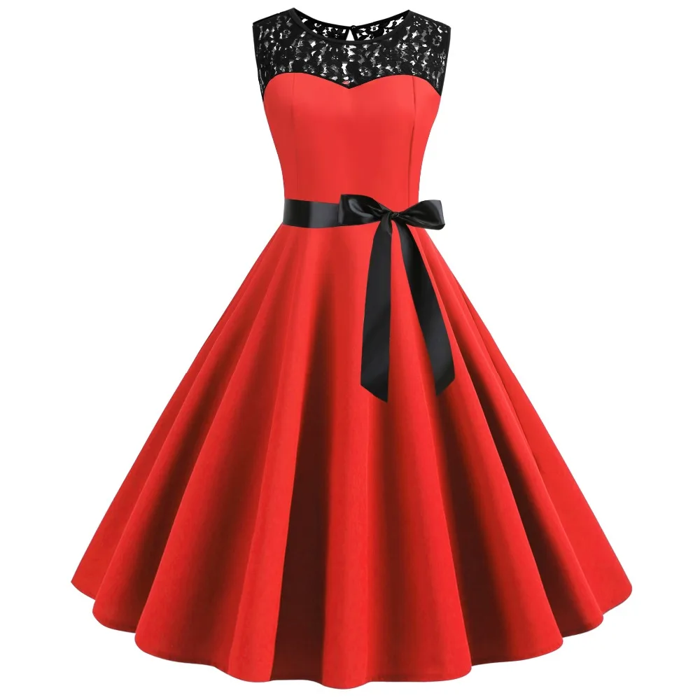 Винтажные кружевные платья без рукавов сексуальные красные вечерние шифоновые