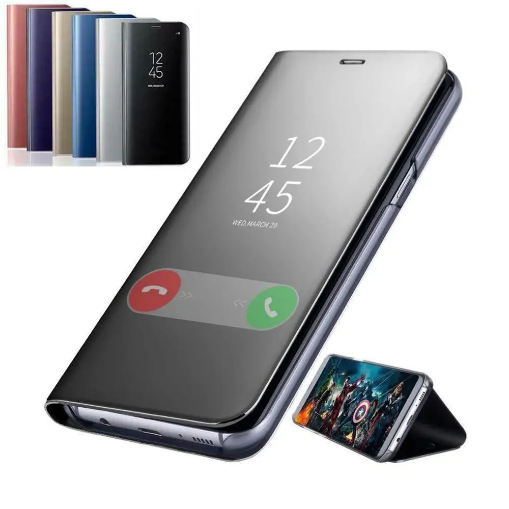 Роскошный кожаный чехол книжка для samsung Galaxy S10 плюс 5G S9 S8 Note10 9 8 + зеркало заднего
