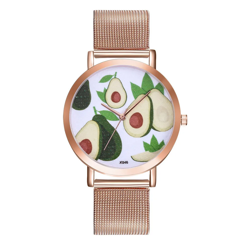 Женские Модные Аналоговые кварцевые круглые часы со стальным ремешком и