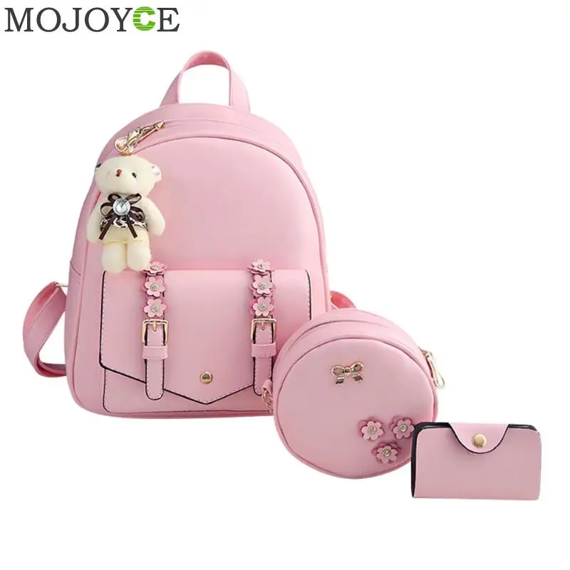 3 шт./компл. осенний женский цветочный рюкзак из искусственной кожи дорожный мини