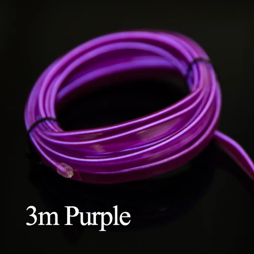 Purple Бегемот Автомобильная атмосферная лампа, декоративный светильник для интерьера, Светодиодная лента 12 В, 3 м, Гибкий EL Wire, 8 цветов, светильник для окружающей среды - Испускаемый цвет: Purple