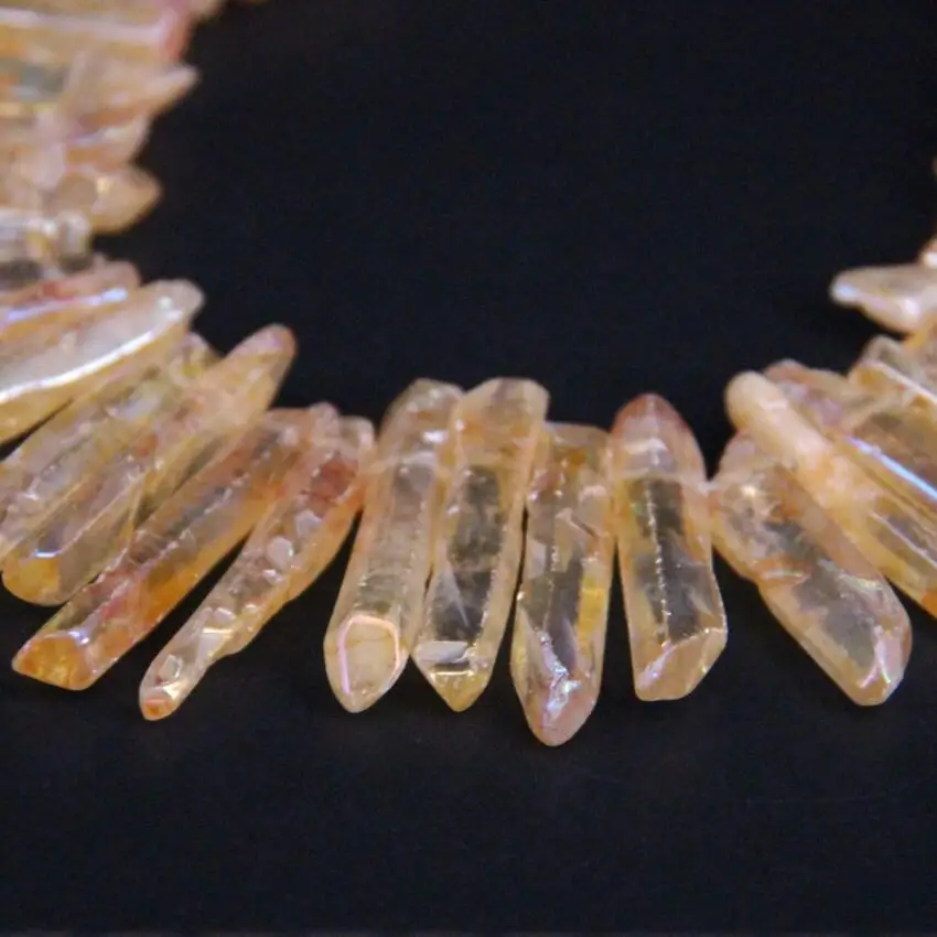 Бусины из полированного желтого титана кварцевого кристалла 15 5 дюймов |