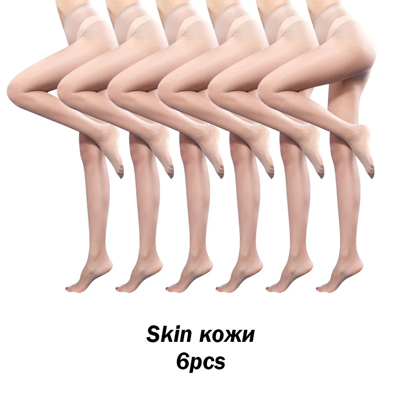 BONAS колготки женские 15D Nylons тонкие женские чулки 6 пар T промежность сексуальные колготки модные однотонные спандекс тонкие Collant Femme подарок - Цвет: skinx6