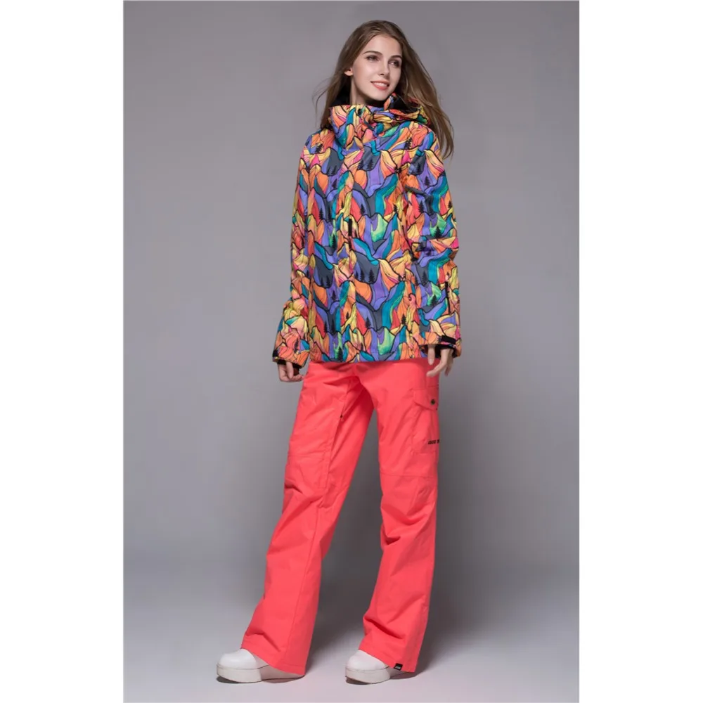 Теплые для женщин лыжный Костюмы Зимняя Лыжная открытого воздуха одежда