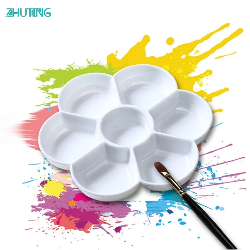 

7 Holes Palette High Quality Acrylic Gouache Watercolor Paint Palette Plastic MAY-2