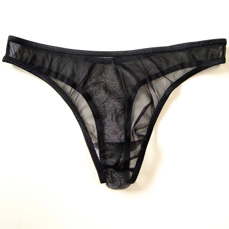 Сексуальные мужские стринги с U образным выпуклым мешочком прозрачные бандажные