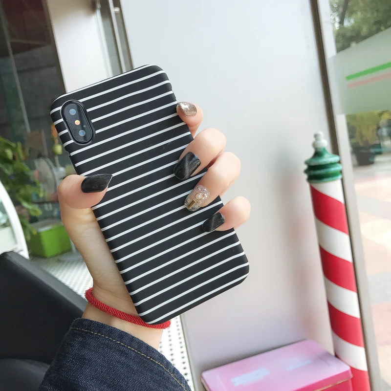 Простая черно-белая решетка сетка чехлы для телефонов iPhone XS Max XR X 10 6s 7 8 Plus жесткий