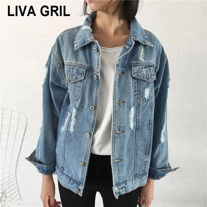 Женская джинсовая куртка Liva Girl базовая зимняя из денима свободная 2018 | одежда