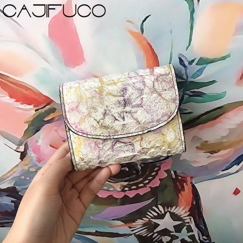 CAJIFUCO настоящая кожа питона кредитный держатель для карт из натуральной кожи на
