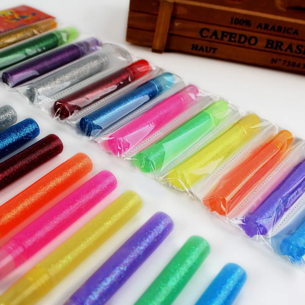 12 шт. цветные блестящие Порошковые наклейки для детей|Жидкий клей| |