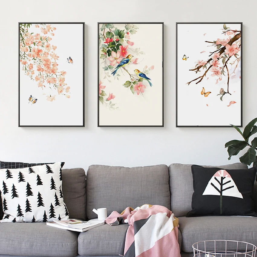 Скандинавская абстрактная птица бабочка цветок пейзаж картины постеры и печать