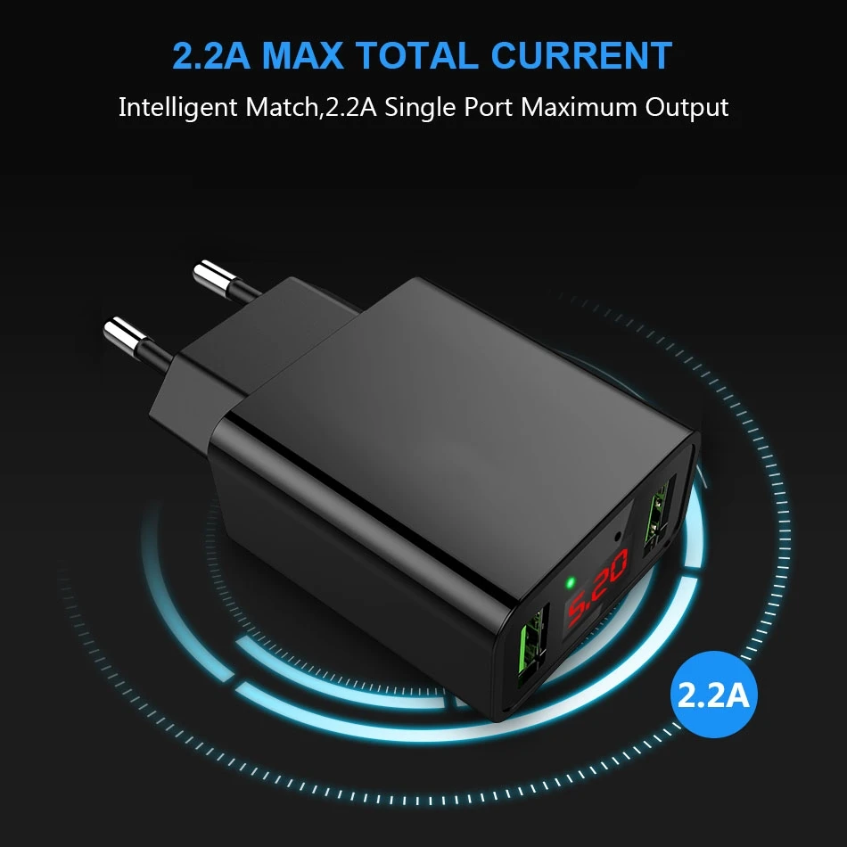 Зарядное устройство DCAE со светодиодным дисплеем 2/3 USB универсальное быстрое