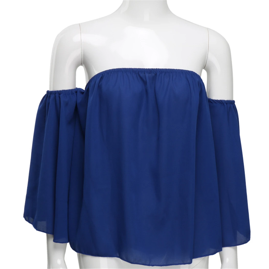 YJSFG домашняя Сексуальная женская шифоновая блузка с вырезом лодочкой рубашки