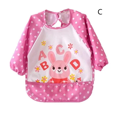 Powder rabbit Новая Водонепроницаемая защитная одежда для всего тела от 0 до 3 лет, 1 предмет детская одежда для ужина красивые нагрудники для малышей, одежда с рисунком - Цвет: Powder rabbit