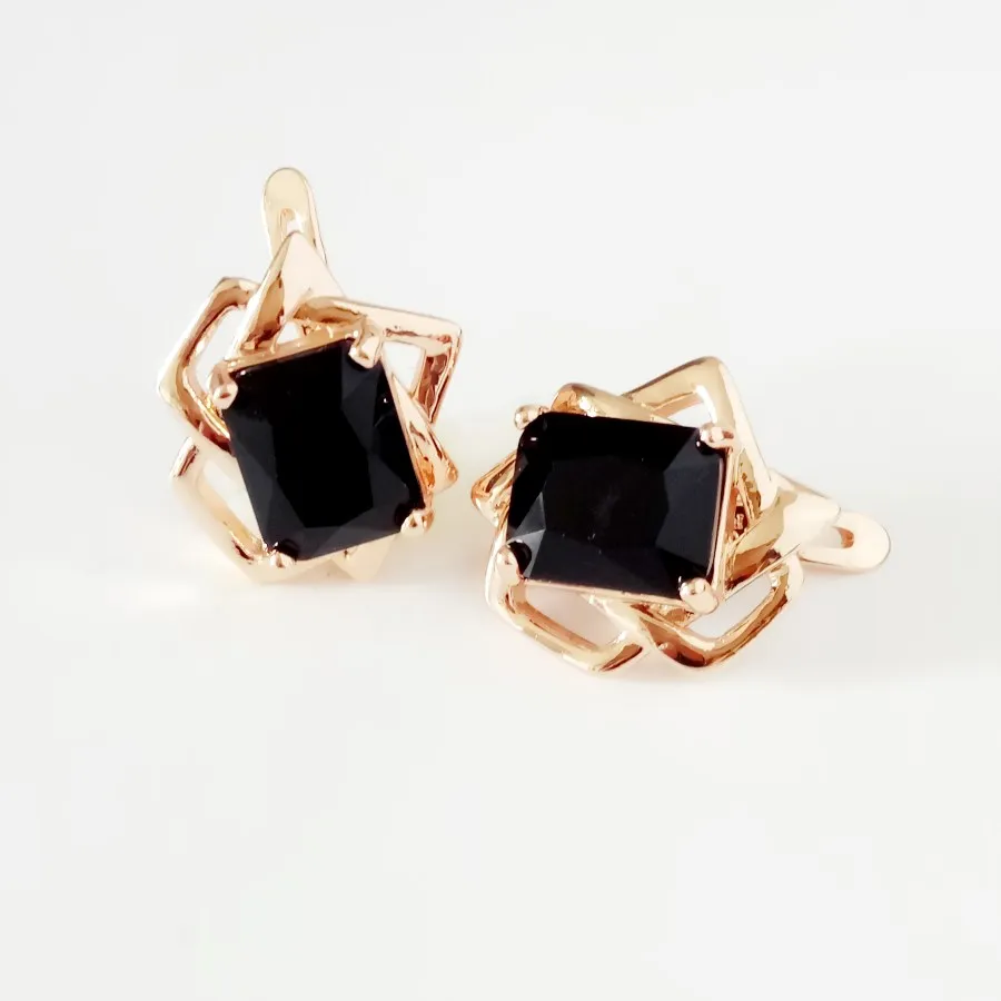 black stone Женские серьги, 585 розовое золото, Женские Ювелирные изделия, Женские аксессуары, роскошный голубой камень, новые модные серьги-капли - Окраска металла: black stone