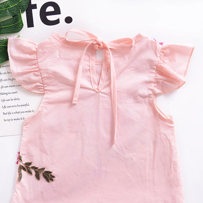 Elegant lady wind dress cute baby lunch break three-dimensional flower pleated |