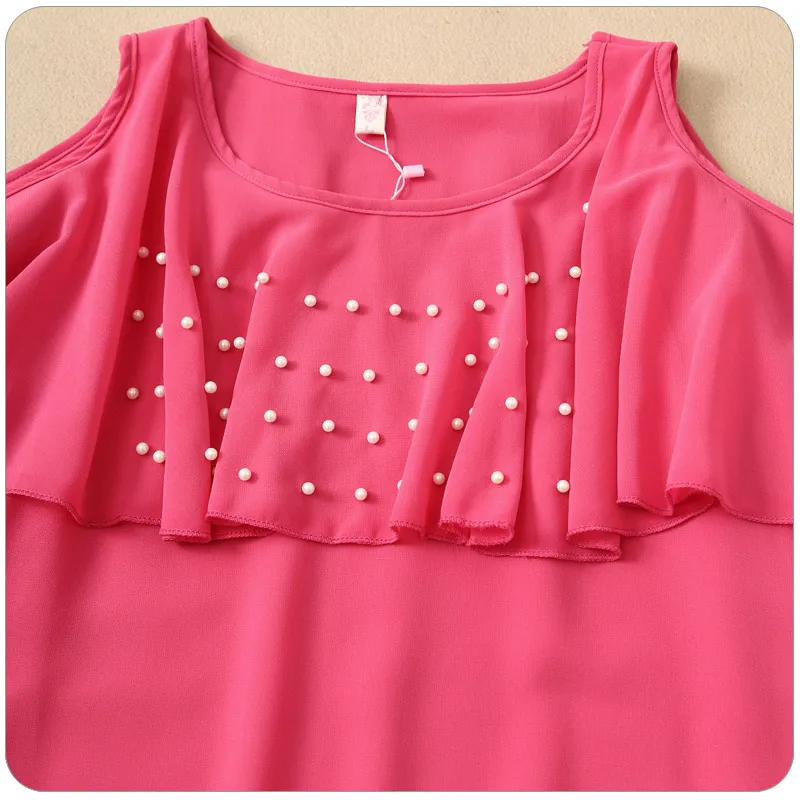Новая летняя женская сексуальная Элегантная блузка с бусинами и жемчугом