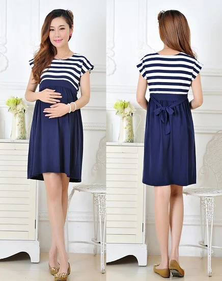 Лидер продаж 2017 новые женские длинные полосатые платья для беременных и кормящих