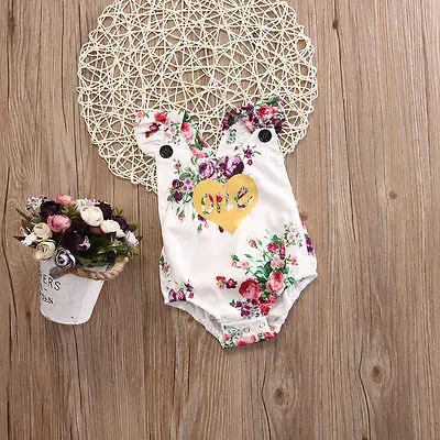 Лето 2017 Детский комбинезон с принтом Золотого сердца для маленьких девочек