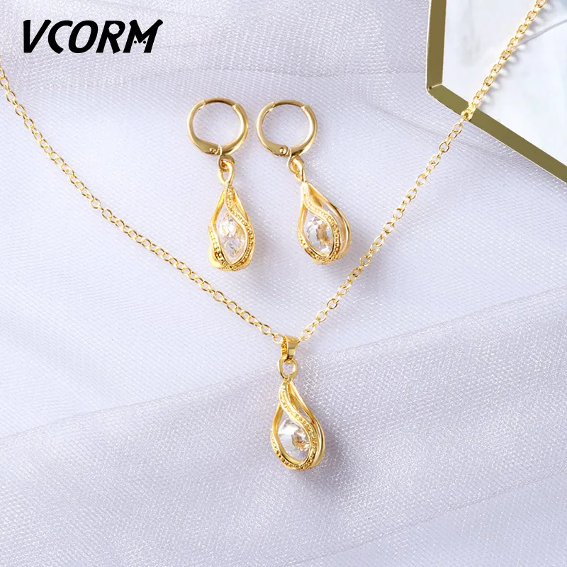Glod VCORM новые корейские модные длинные висячие серьги с кристаллами для женщин массивные классические геометрические висячие серьги хорошее ювелирное изделие подарок - Окраска металла: Glod