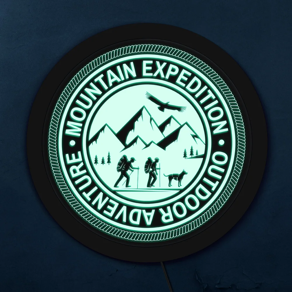 Outdoor Adventure Mountain Expedition Personalised LED Neon Sign Hiking Lighting Wall for Cool Light Climbers Gift | Дом и сад
