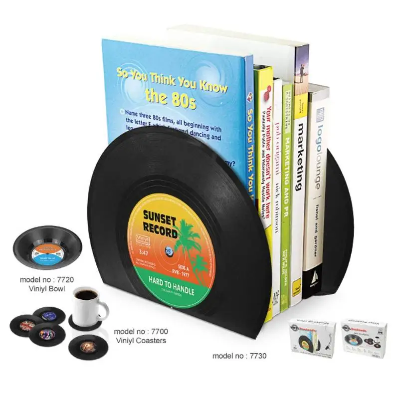 2pcs Vinyl Record Shaped Book Shelves Holders School Office Gifts Fashion Book Stand