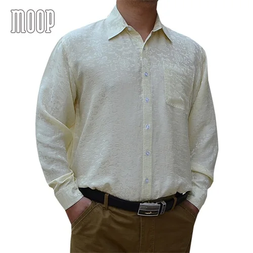 5 цветов, натуральный шелк, мужская рубашка, драконий жаккард, chemise homm camiseta masculina camisa masculina LT380 - Цвет: Lt yellow per pic