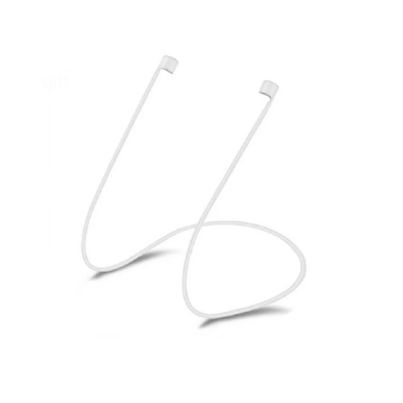 Чехол для Apple AirPods силиконовый синего цвета ударопрочный протектор + шнур ремня