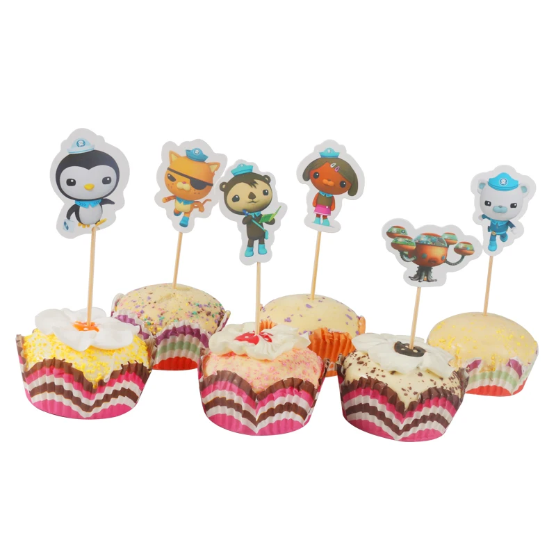 24 шт./лот Octonauts мультфильм кекс топперы для детского душа и дня рождения Сувениры