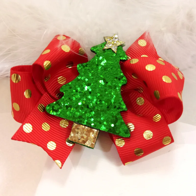 20 шт./лот вышивка Пингвин животное мультяшная заколка для волос Рождественская Бабочка заколка в виде снеговика новогодние вечерние заколки для волос Санта-олень