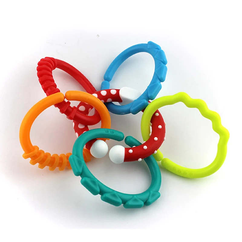 

New Hot Sale Baby Toys 0-12 months Rainbow Kids Molars Ring Teether Teddy Chain Clutch Ring Apron Baby Birthday Gifts B0702