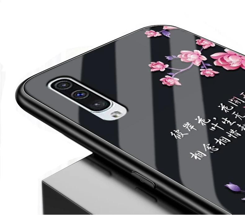 Для samsung Galaxy A50 чехол PC Пластиковый стеклянный чехол для телефона черный ТПУ бампер чехол для samsung Galaxy A50 A 50 A505F A505 чехол