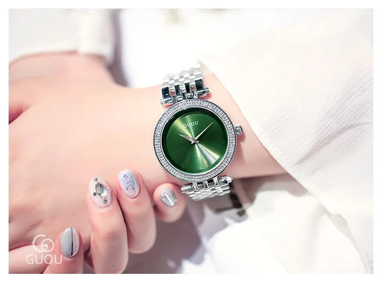 Часы GUOU модные изысканные кварцевые женские часы Топ роскошный ремешок