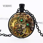 VERDVE Лидер продаж Ретро Хрустальное стекло сплав ювелирные изделия стимпанк Шестерня стекло ожерелье купольная Подвеска для изготовления ювелирных изделий Nec