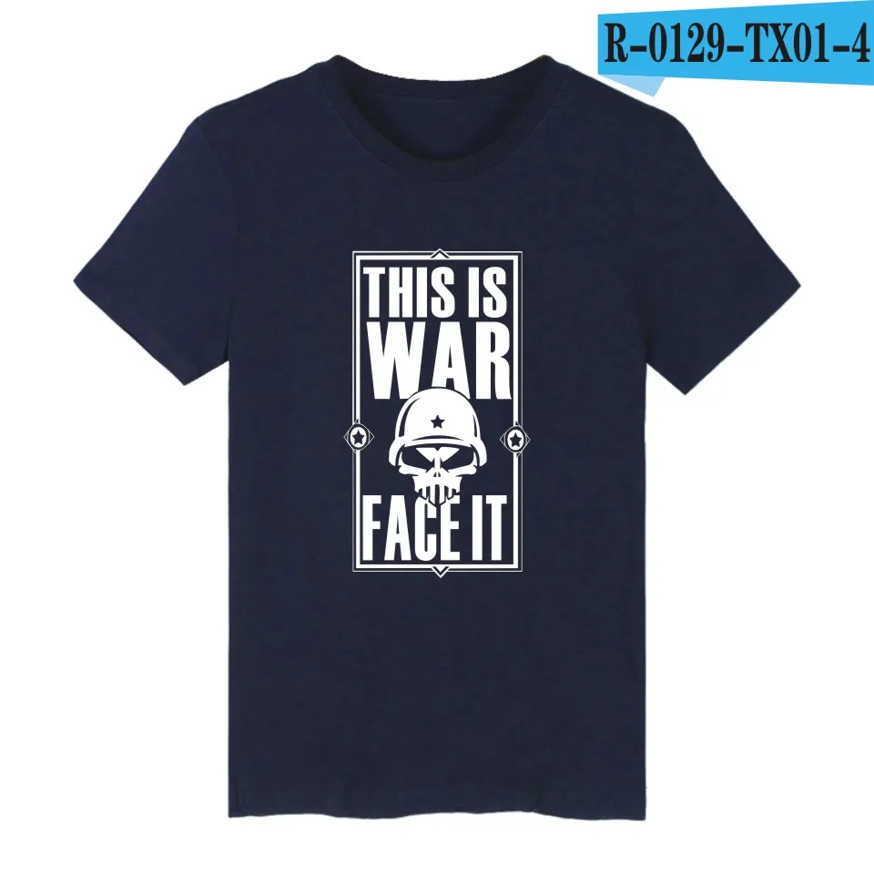 LUCKYFRIDAY Warface Фитнес футболка для мужчин camisa masculina короткий рукав черная футболка Warface логотип мужские футболки XXS-4XL - Цвет: navy blue
