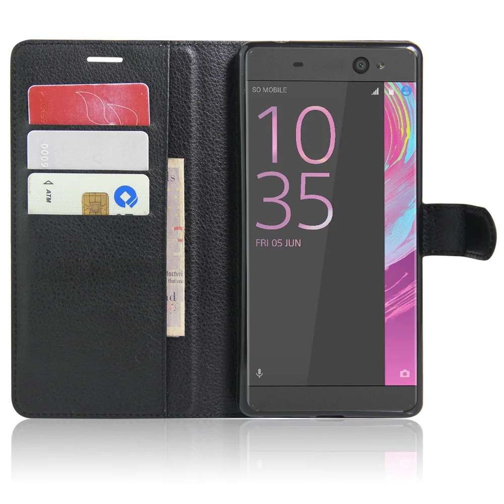 Кожаный чехол для Sony Xperia XA Ultra стильный книжка C6 кошелек с отделением карт и