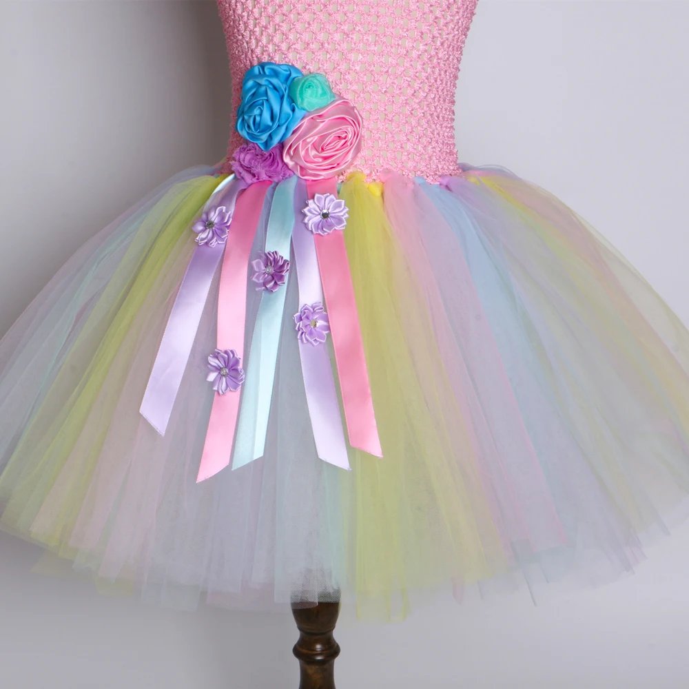 Пастельные девушки цветок Единорог Туту платье Милое детское Девичье для дня