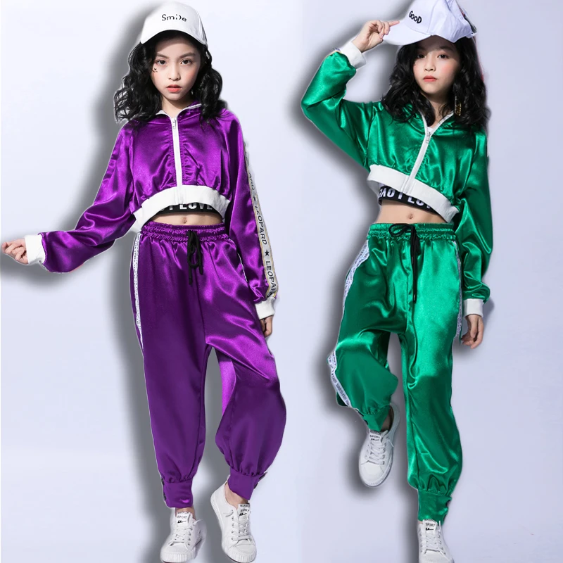 

Hip Hop Costume Hiphop Kids Street Dance Clothes Long Sleeve Jacket Vest Pants Stage Outfits Jazz Wear Girl Set Suit DNV10419