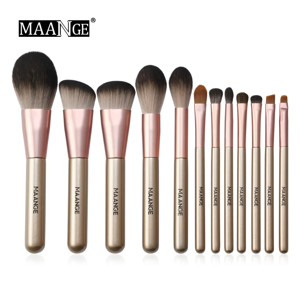 12 pcs-big MAANGE 12 шт. Кисть для макияжа основа тени для век консилер многофункциональный макияж набор кистей с набор косметических кистей в розовом чехле Красота Инструменты - Handle Color: 12 pcs-big