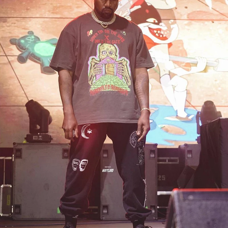 Kanye West Brain Dead Gustavo спортивные штаны хип-хоп граффити свободные спортивные брюки мужские штаны